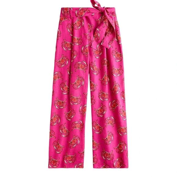 J. Crew Tie-waist linen pant in Ratti® king crab print Size 10 - Picture 1 of 8